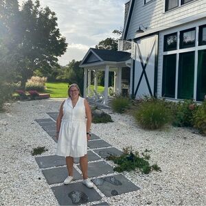 Tuckernuck oxford white sleeveless royal shirt dress